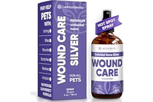 LEACADEMIC Hot Spot Treatment for Dogs | Wound Care for Rashes, Irritation, Scratches, Itching, and Dryness | Use It with a Dog Cone | Cat Wound Care Spray with Lavender | Silver for All Pet Breeds | 4 Oz Spray