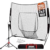 7x7ft/8x8ft Baseball Softball Net with Steel Frame for Batting, Hitting, Pitching, Portable Baseball Batting Net with Carry Bag, Great for All Levels