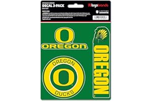LOGO BRANDS Oregon Ducks NCAA Team Logo Vinyl Stickers–Officially Licensed University of Oregon 3 Pack Heavy Duty Decals for Indoor or Outdoor–Use for Laptops, Coolers & Notebooks–Show Your Duck Pride