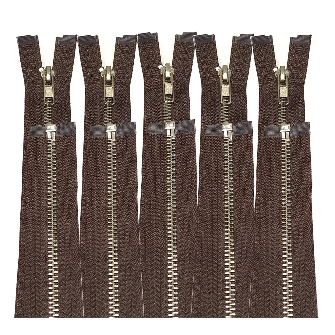 5 Pieces/Open Metal Zippers, Available in Maya 5#, Sewing Zipper, Black, Blue, Gold, Silver, Measurements, Zip for Sewing on Clothes, (70cm 5U, 304)