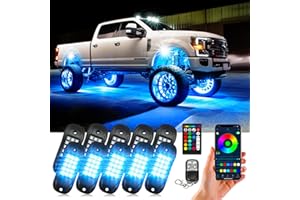 SHINIGHT LED Rock Lights for Trucks, UTV, SUV & ATV - 10 Pods RGB Underglow Kit with App Control, Flashing Music Mode