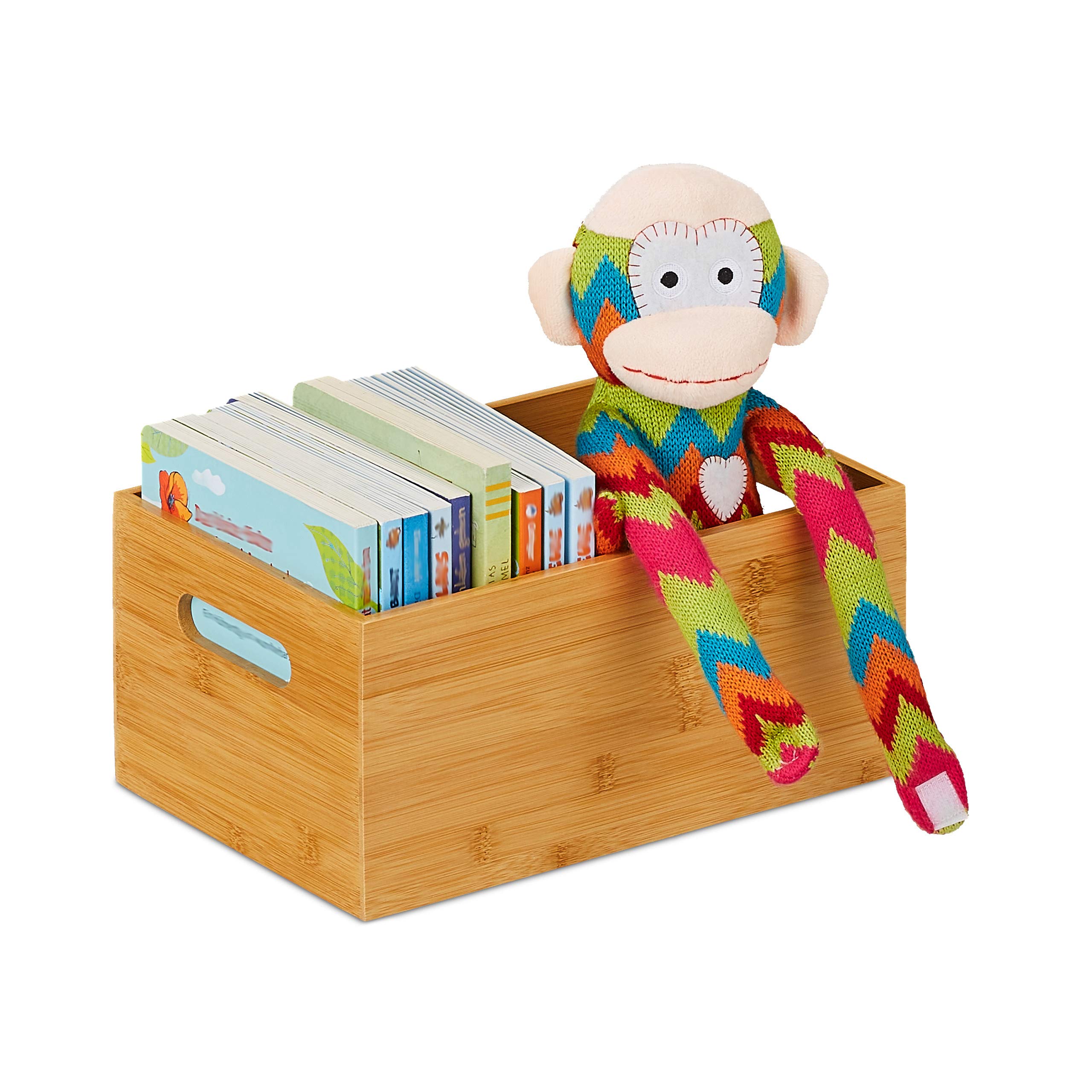 Relaxdays, Storage Box, Side Handles, For Moving and Transportation, 3 Sizes, Bamboo, Natural