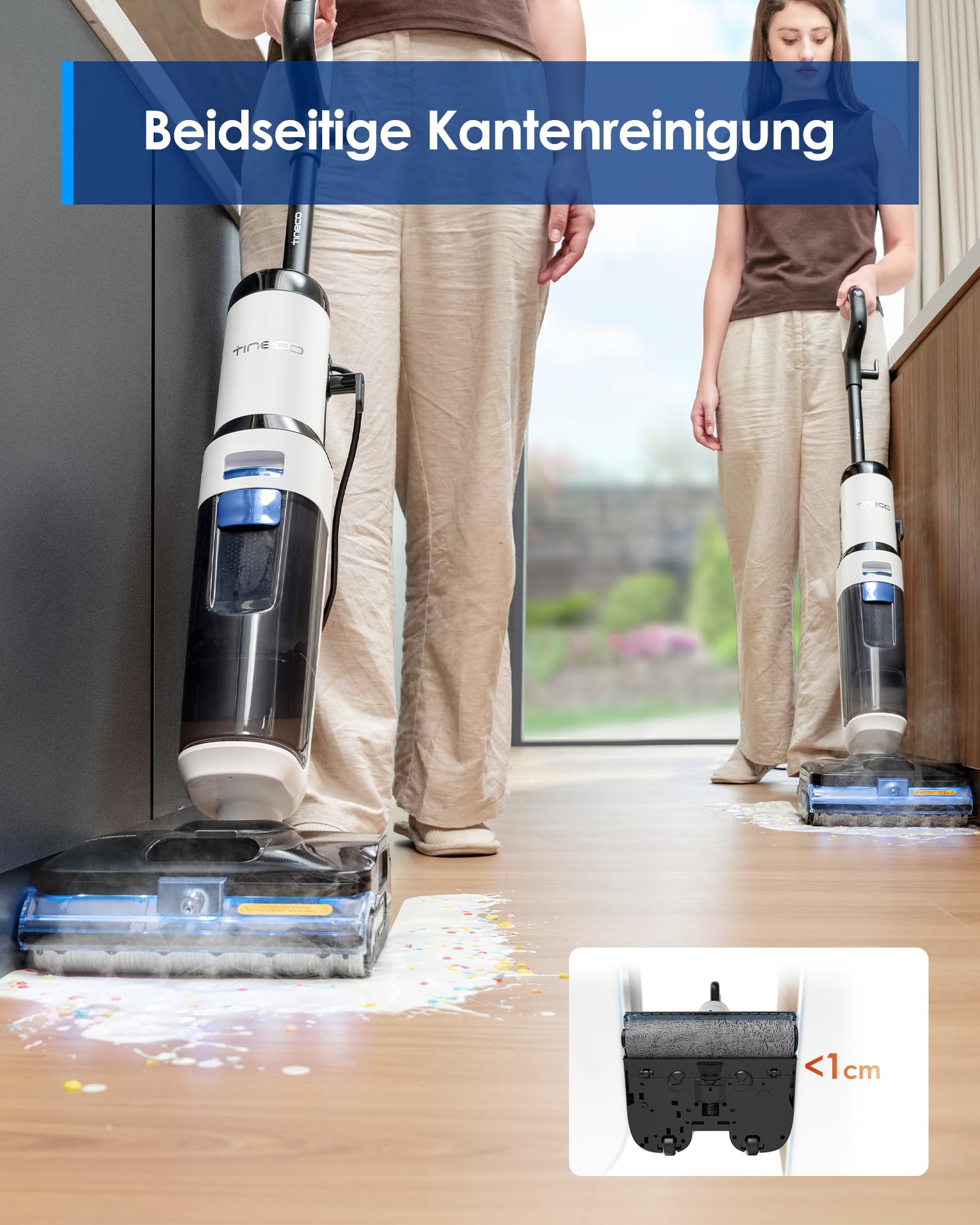 Tineco FLOOR ONE S6 Stretch Steam Nass Trockensauger, 160 °C Tineco BoostSteam, Anti-Verwicklungs-Design, FlashDry Selbstreinigung, Dampfreiniger mit Kabel für eingetrocknete Flecken und Fugen 9