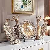 homary 3PCS Peacock Dancer Figurines Statue Vintage Romantic Resin Sculpture Set Decorative Ornaments for Office Desktop Book