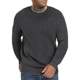 NITAGUT Men's Crewneck Sweater Soft Casual Classic Pullover Washed Knitwear Sweaters with Ribbing Edge
