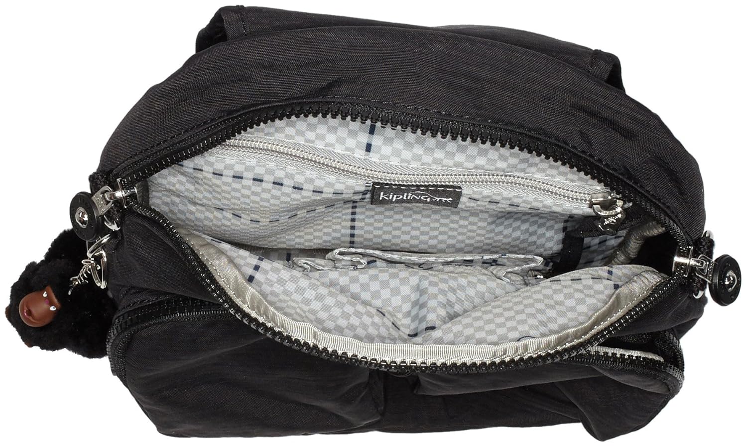 kipling medium backpack convertible to shoulderbag - firefly up dazz black,f