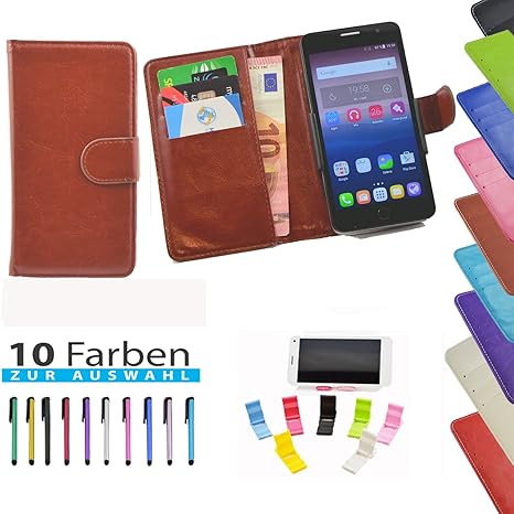 5 in 1 set ikracase Slide Hülle für Timmy M12 Tasche Case Cover Schutzhülle Smartphone Etui in Braun 5.5'