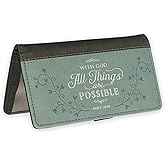 Christian Art Gifts Teal Faux Leather Checkbook Cover for Women with Inspirational Scripture