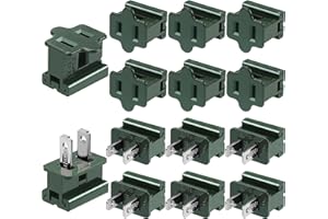 Fovths 12 Pieces Christmas Male and Female SPT-2 Vampire Plugs Light Slip Zip Plug Green Gilbert Plugs Electrical Light End Plug for Xmas Holiday Outdoor Indoor Lighting, 6 Female+6 Male