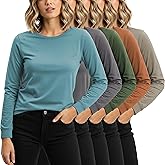 Sexy Basics Women's Cotton Stretch Athletic T-Shirt | Long Sleeve Tops |Multi Packs Colors