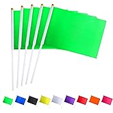 Consummate 25 Pack Solid Green Flag Small Mini Plain Green DIY Flags On Stick,Party Decorations for Parades,Grand Opening,Kids Birthday,Party Events Celebration