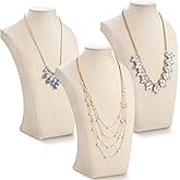 Kigley 3 Pcs Linen Jewelry Display Bust Necklace Display Stand Necklace Mannequin Holder for Jewelry Selling Trade Shows