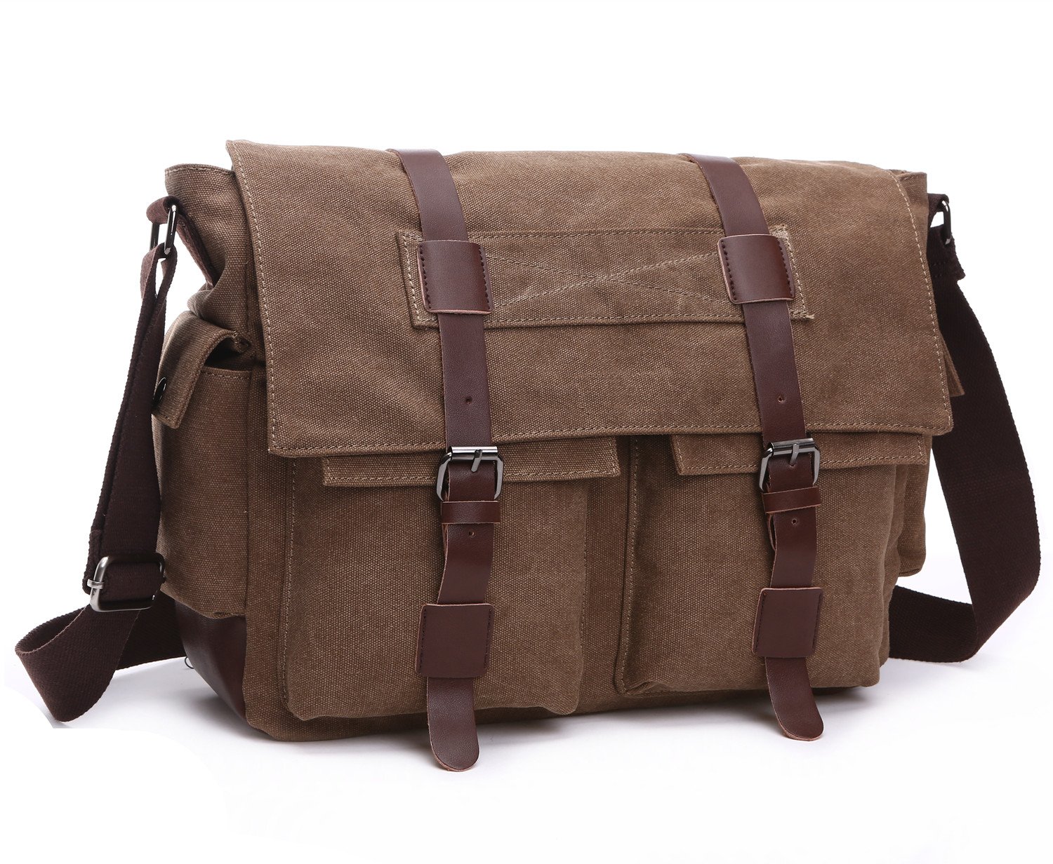 BAOSHA MS Vintage Bolsa de Mensajero de Hombres de Lona de Cuero