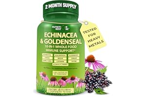 NUTRITION RESTORE Echinacea Goldenseal Capsules - 10 in 1 Immune Support Supplement - 1455mg - Vegan Echinacea Capsules Supplement Made With Organic Whole Foods - Herbal Immune System Support - 2 Month Supply
