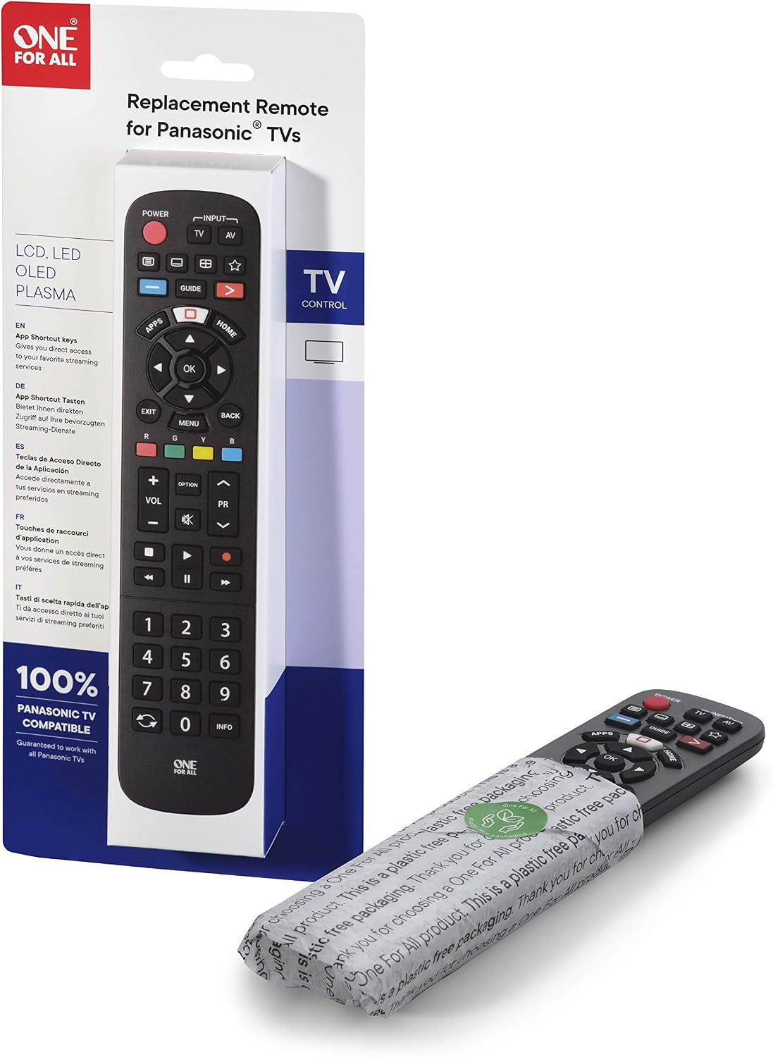 One For All Panasonic TV Replacement remote - Works with ALL Panasonic TVs - Learning feature -URC4914, red - Image 4