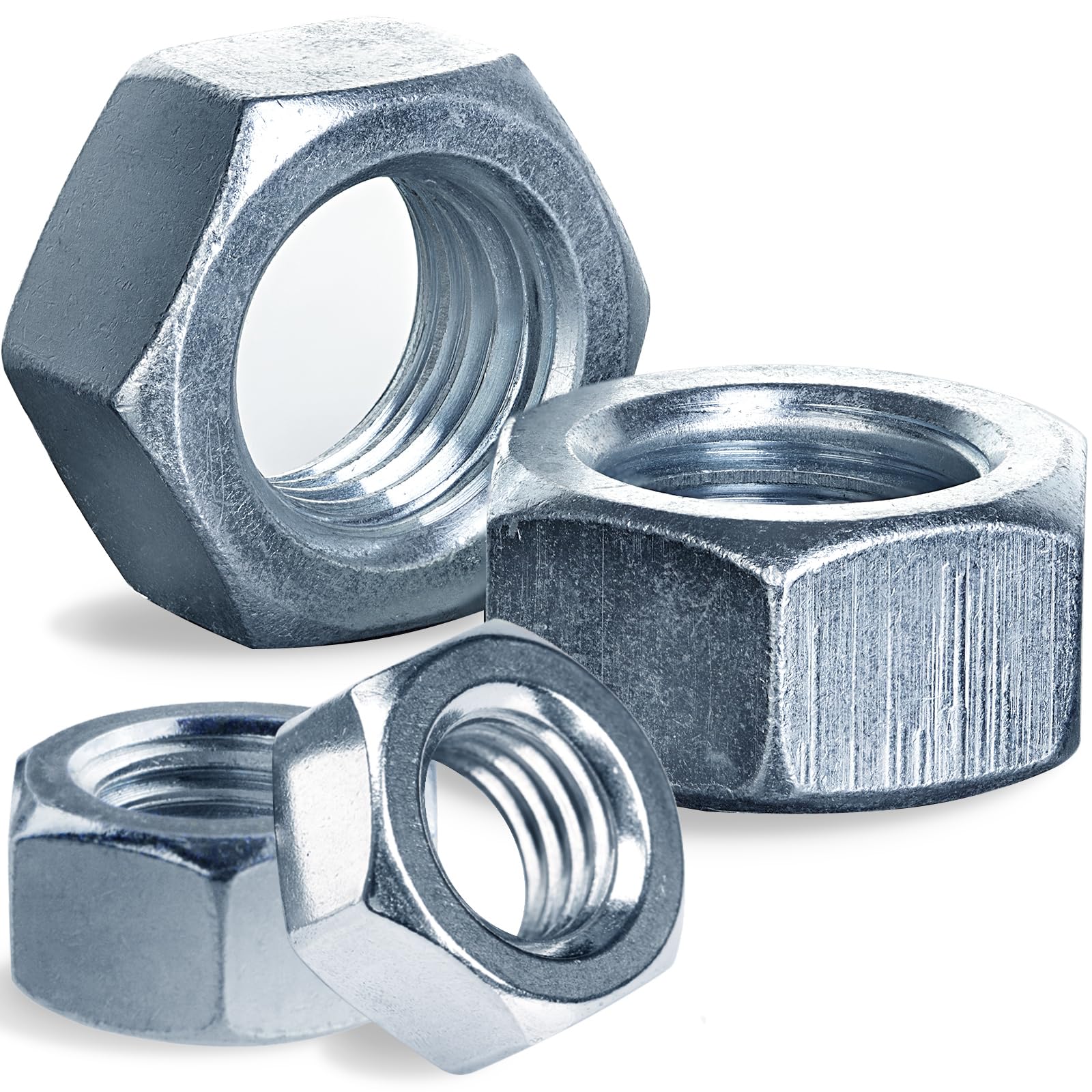 HOLMOL 120PCS M5 Hex Nuts, DIN 934 Zinc Plated Carbon Steel, Silver