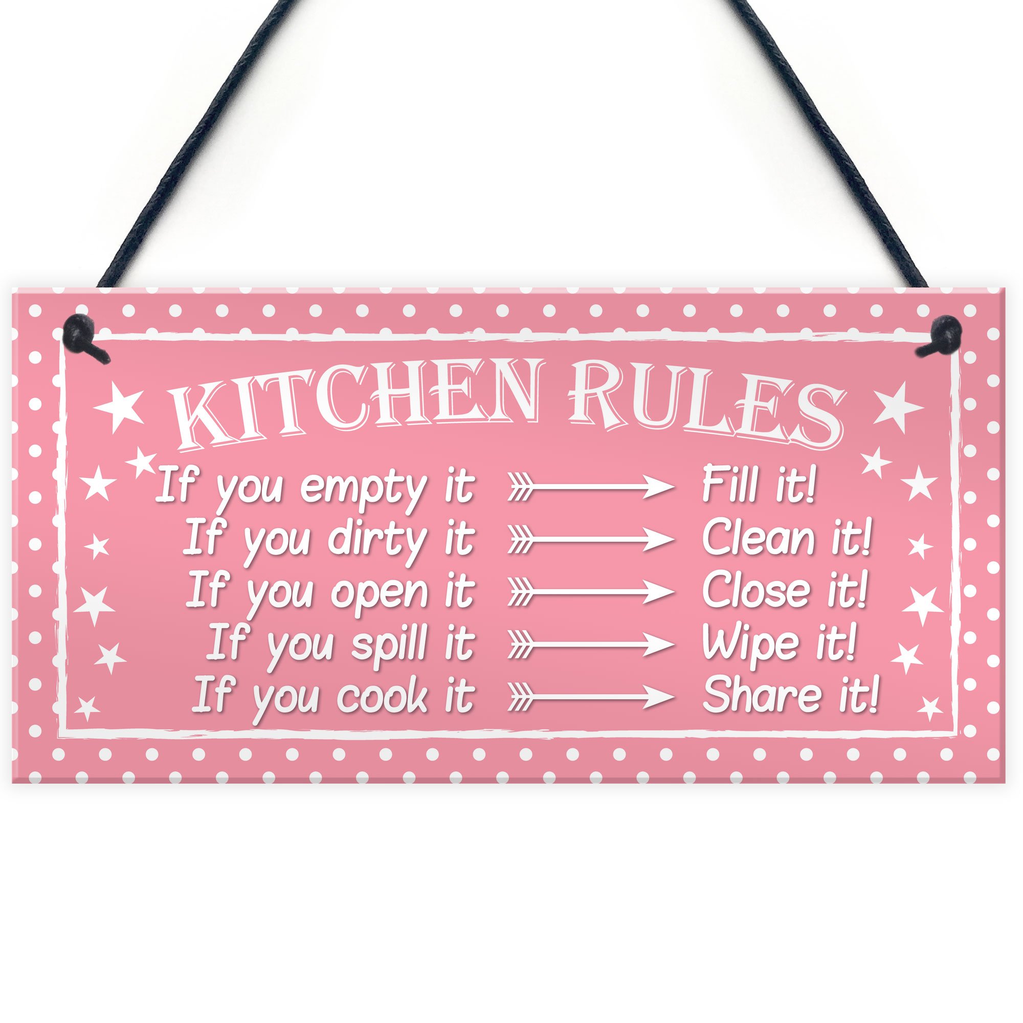 Red Ocean Funny Kitchen Rules Polka Dot Funny Home Decorative Hanging Plaque Friendship Gift Wall Sign