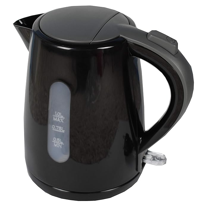 1 Liter Wasserkocher mit Überhitzungsschutz Teekocher 2200 W (schwarz)