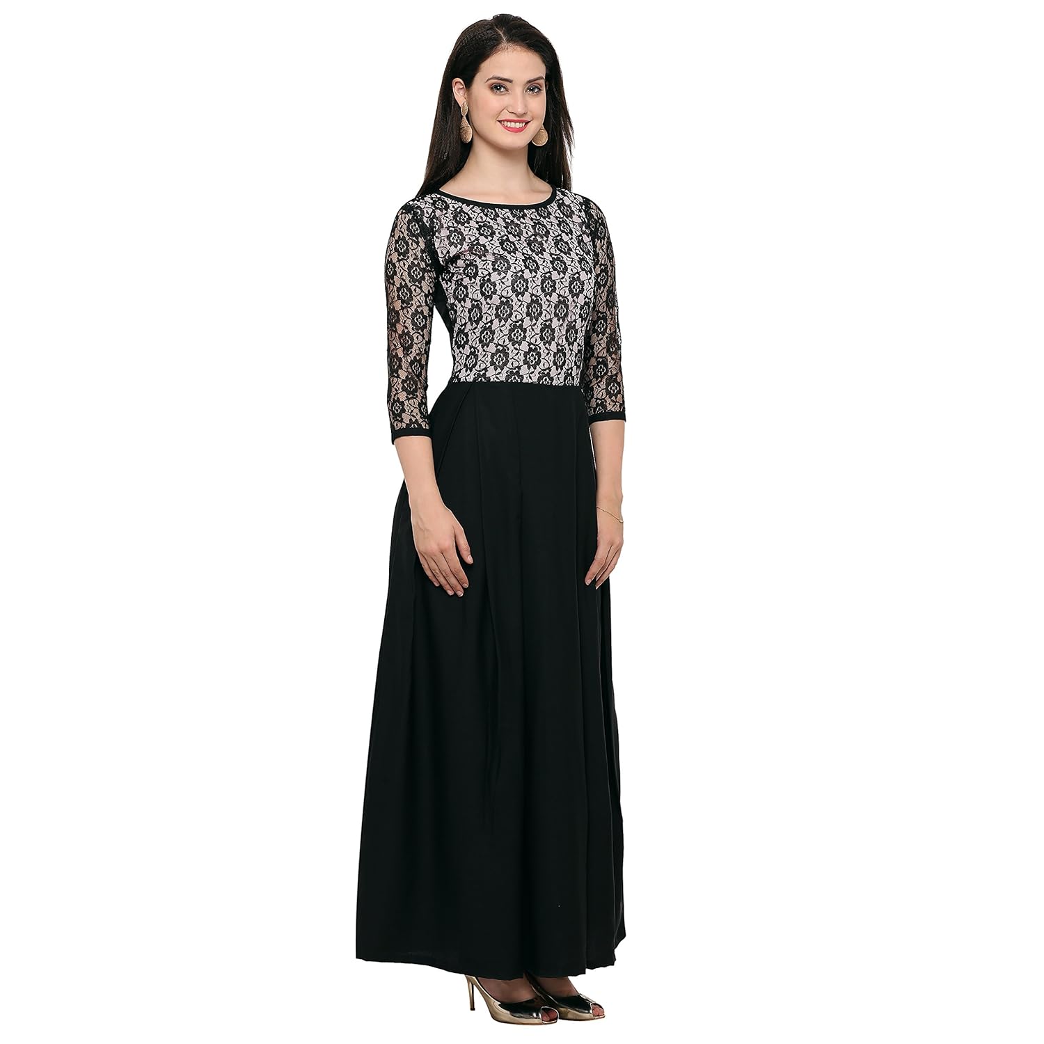 brahmani creation surat women's crepe dress (black)