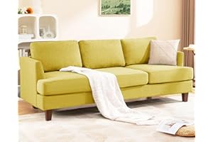 Busaurus 3 Seater Sofa Couch with Deep Seats, 89" Mid Century Modern Upholstered Sofa with Armrests, Comfy Couches for Living Room, Bedroom, Apartment and Office (Yellow)