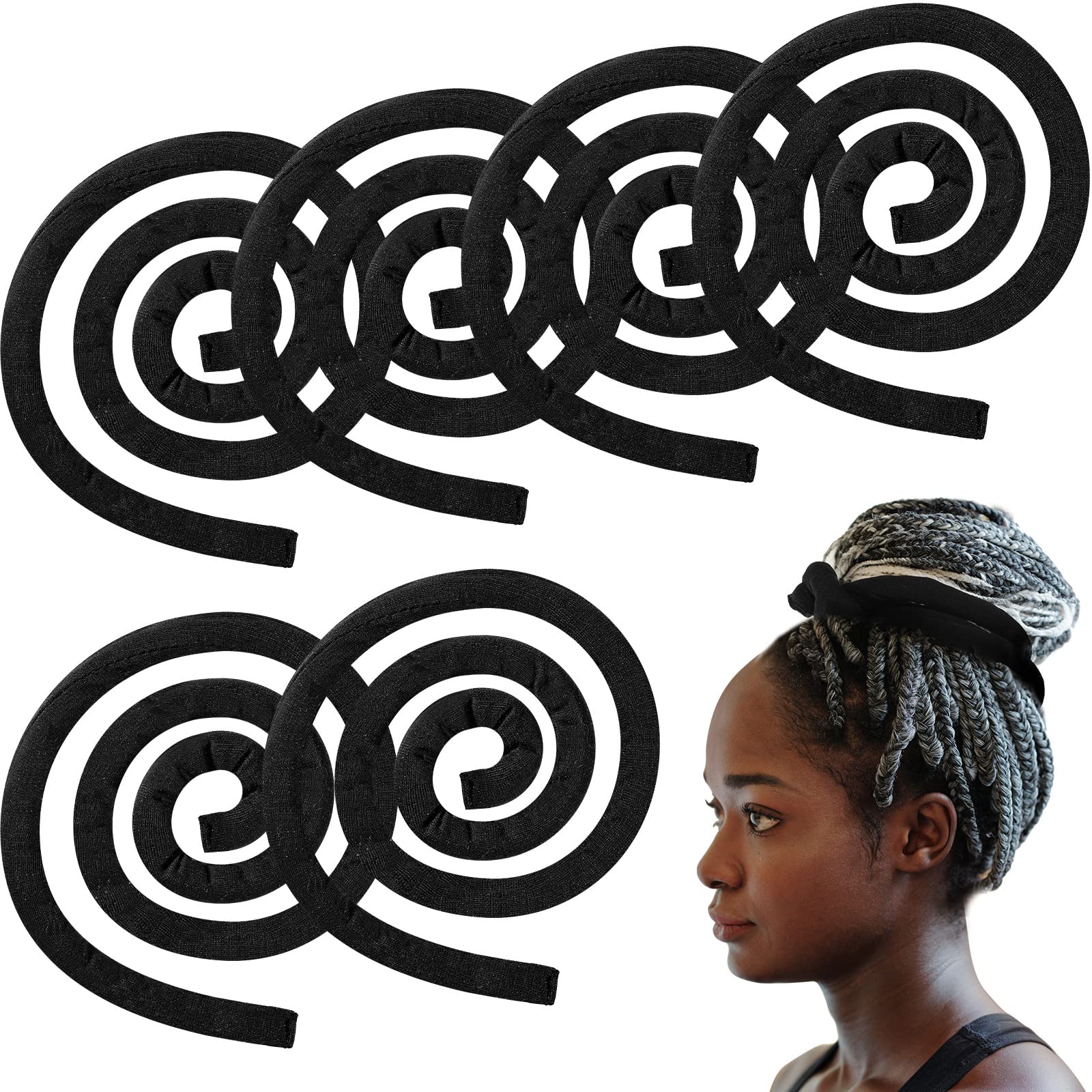 Photo 1 of  Iron Wire Embedded Hair Ties Dreadlocks Hair Ties for Women & Men Spiral Lock Hair Tie Bendable Holders for Thick Curly Hair(Black)