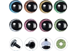 32Pcs 3D Glitter Safety Eyes and Washers for Amigurumi Crochet - Thalinfayi 8Colors Strabismus Safety Eyes Crochet Amigurumi Eyes for Amigurumi, Crafts, Crochet Doll DIY Making Supplies (20mm)