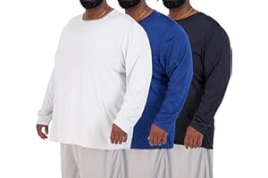 Real Essentials 3 Pack: Men’s Big & Tall Tech Stretch Long-Sleeve & Short-Sleeve Dry-Fit T-Shirt (3XT-5XT)