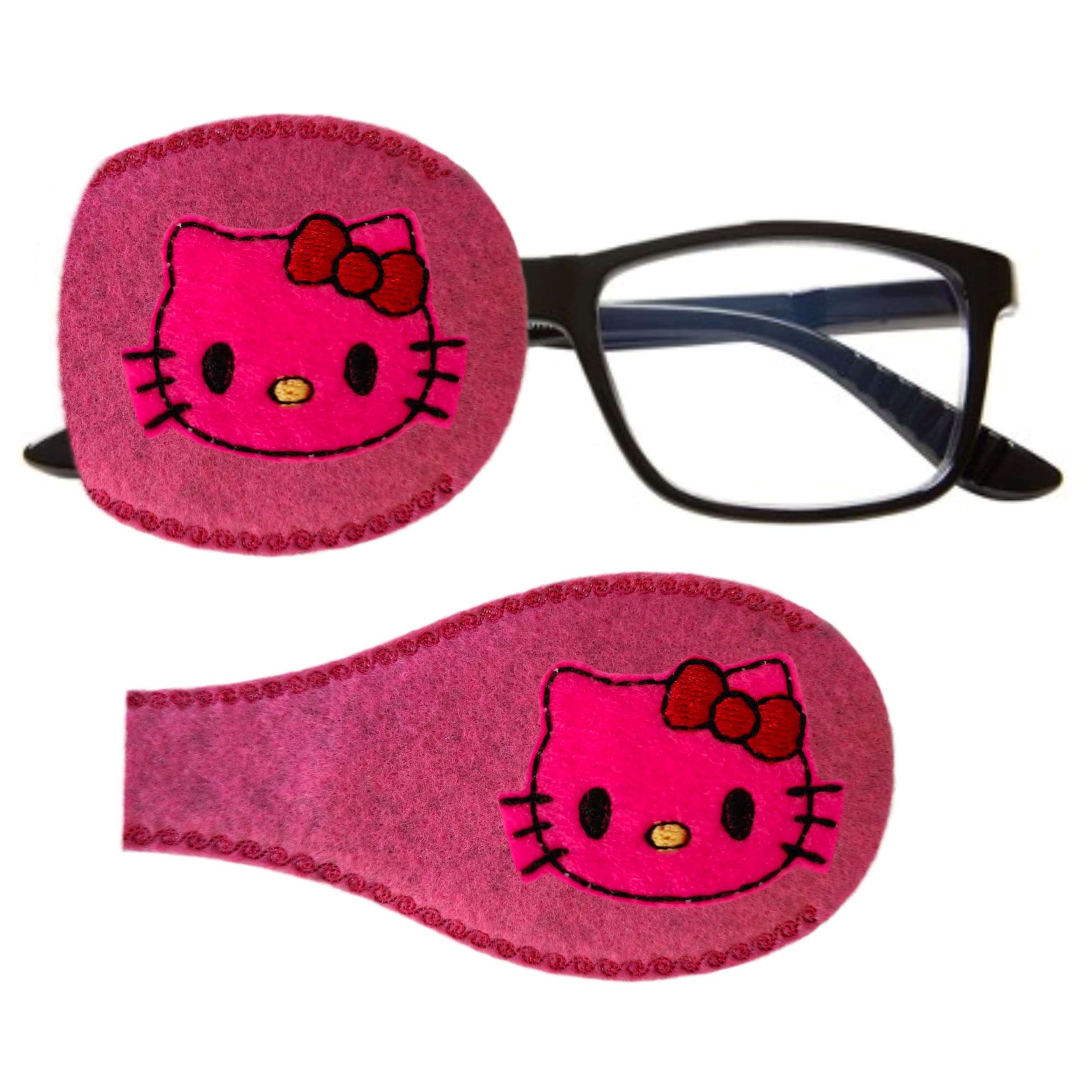 Kids and Adults Orthoptic Eye Patch For Amblyopia Lazy Eye Occlusion Therapy Treatment Design #32 Pink Kitty on Pink (Left Side (eye to be covered))