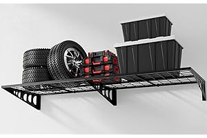 DEYEGELEA Suitable for Concrete Walls!!! Garage Storage Shelving Wall Mounted, 2x5.5Ft, Loads 200 lbs Heavy Duty Sturdy Wall Shelves, Strong Garage Organiser, Black Metal Floating Storage Racks