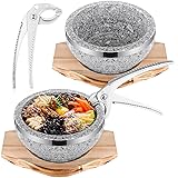 Lallisa 2 Set Dolsot Bibimbap Stone Bowl with Wood