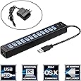 Sabrent 13 Port High Speed USB 2.0 Hub with Power Adapter And 2 Control Switches (HB-U14P)