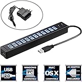 Sabrent 13 Port High Speed USB 2.0 Hub with Power Adapter And 2 Control Switches (HB-U14P)