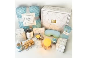 AHAGIFTREE Birthday Gifts for Women Self Care Gifts Get Well Soon Gifts Baskets for Women After Surgery with moon lamp, 11PC Spa,Thinking of You Gift, Care Package for Mom Friend (cyan)