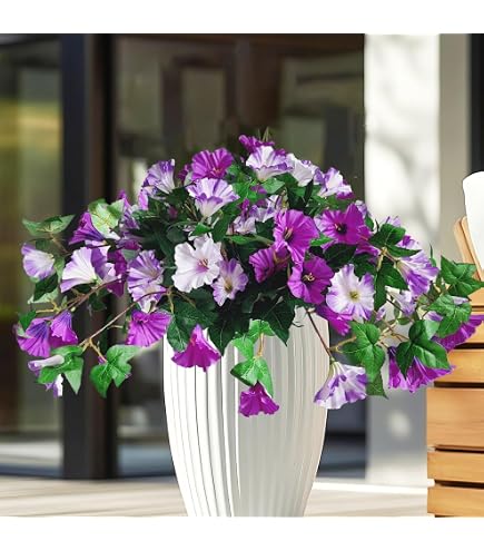 Pétunias Artificiels En Soie - Lot De 2 Fleurs Résistantes Aux Intempéries Pour Balcon, Jardinière Ou Vase