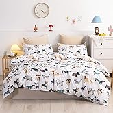 Ivellow Twin Duvet Cover for Kids Cartoon 100% Cotton Kids' Duvet Cover Sets Dog Patterned Duvet Cover Ultra Soft Breathable Cute Toddler Bedding Set 3Pcs Zipper Closure Boys Girls Teens