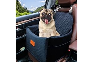 Youvee Dog Booster Car Seat,Interior Height 6 Inches Pet Car Travel Seat for Small Dog 10 15 20 25 30 lbs,for car Front/Back Seat,Safety,Comfortable,Fully Detachable and Washable(View Ⅰ-Black)