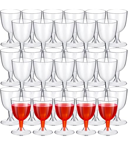 Amazon.com: Plastic Wine Glasses Set - 20 Pack 6 OZ. - Crystal Clear  Disposable Champagne Glasses With Stem - Disposable Wine Cups For Parties-  Ideal For Weddings, Birthdays, And Parties - Plastic