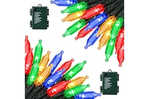 Lomotech Battery Operated Christmas Lights - 2 Pack Total 33ft 100LEDs Mini String Lights 8 Modes Waterproof with Timer for Home, Garden, Party, Holiday, Tree Decoration （Green Wire,Multicolor）