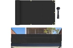 Bynbbur 2.5' x 21' Black Balcony Privacy Screen Apartment Deck Railing, Mesh Fencing Cover Lattice Panels for Outside, UV Block Shade Cloth with Grommets for Patio Backyard Porch