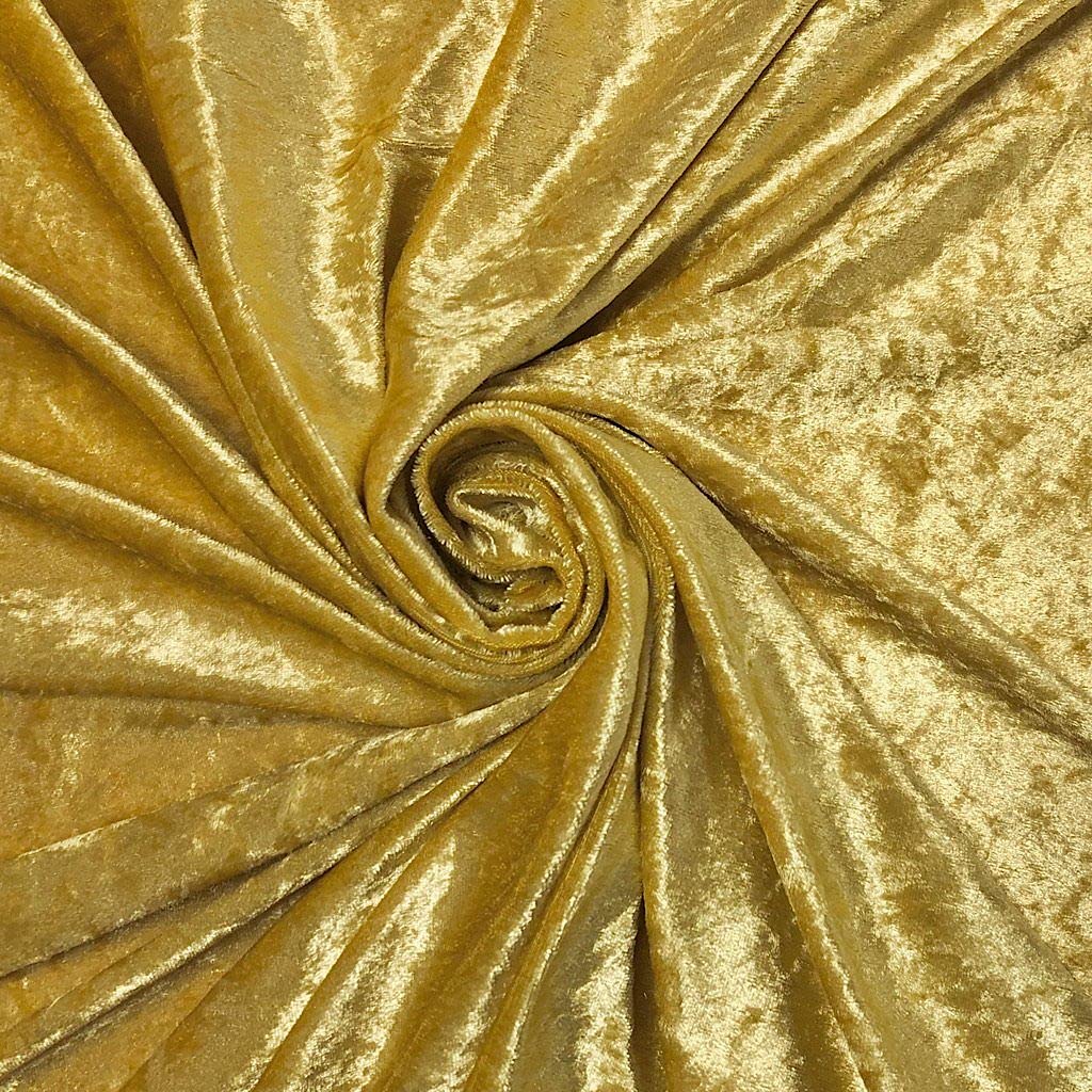 Novato Textiles Premium Crushed Velvet Stretch Velour Glitz Fabric Material 150cm Wide (Gold, 1 Meter pre Cut)