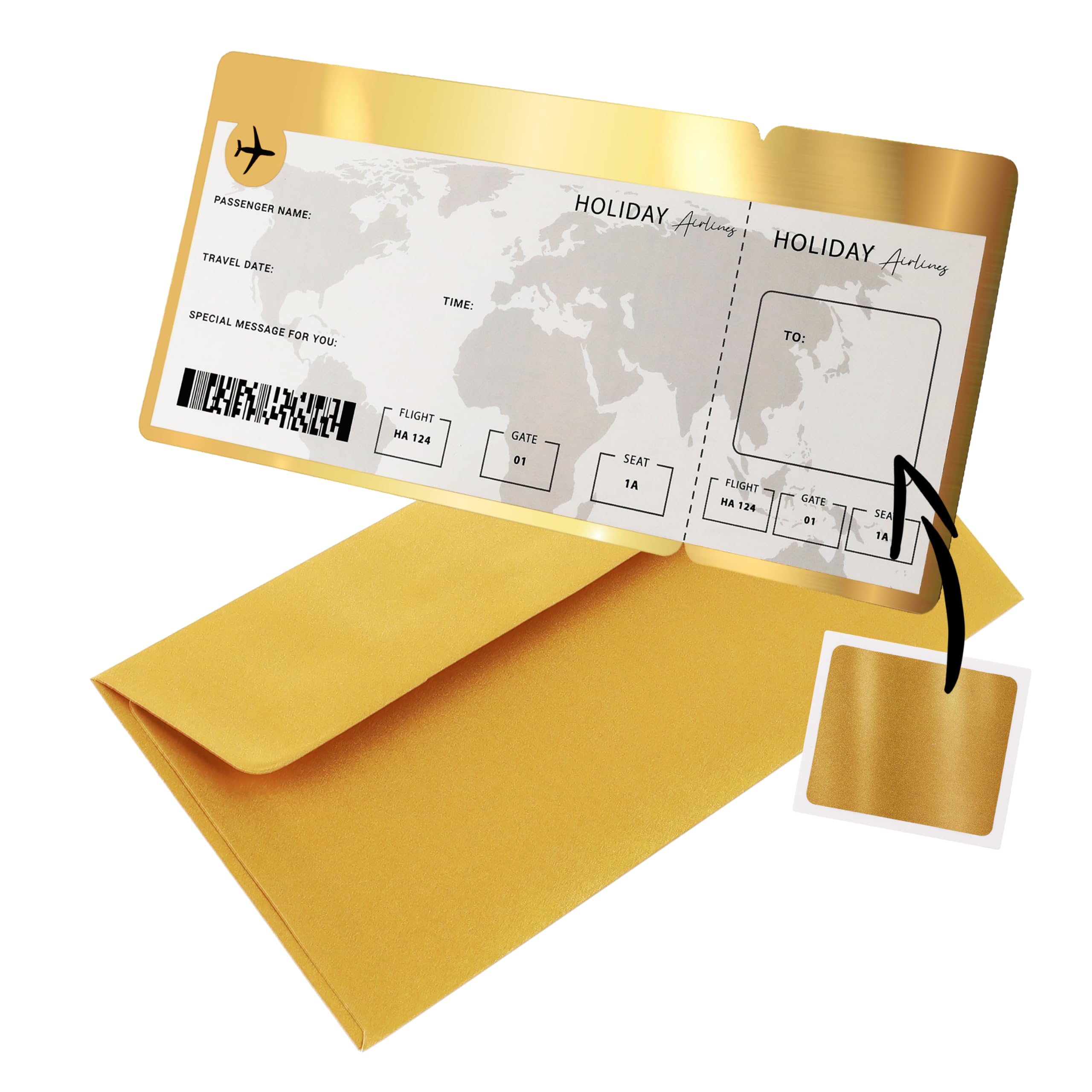 CraftWerk Airline Ticket with Scratch Surface - Personalised Flight Ticket for Women, Boyfriend or Girlfriend - Boarding Pass as Gift Packaging for Travel and Holiday