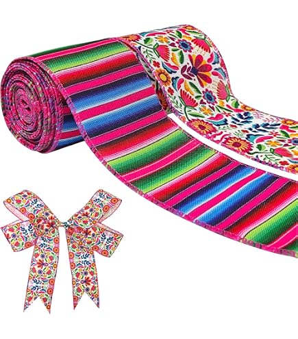 3/8 Ribbon 9 Roll Mexican Fiesta Ribbon Set - 3/8 Inch Serape Grosgrain ...
