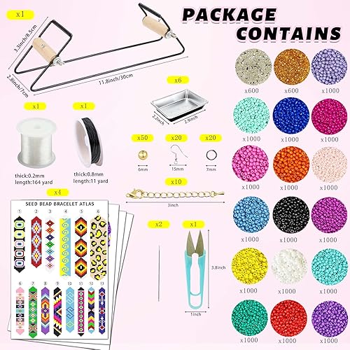 Frame Bead Loom Kit for Beaded Bracelets Earrings Belts Making