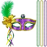 BleSky Mardi Gras Feathers Mask Carnival Masquerade Mask for Women Feather Decorations Halloween Party Cosplay