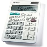 Sharp 12-Digit Dual Power Business Calculator, (EL-334WB) | Extra-Large Fixed LCD Display, White Desktop Business Calculator, 6.6 x 4.4 Inches