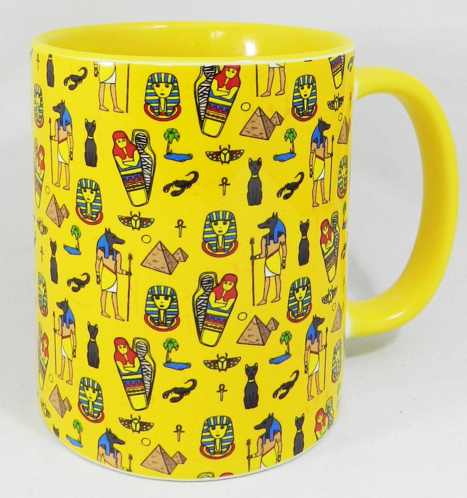 Half a Donkey The Egyptian Addiction Ceramic Mug with Yellow Glazed Handle and Inner