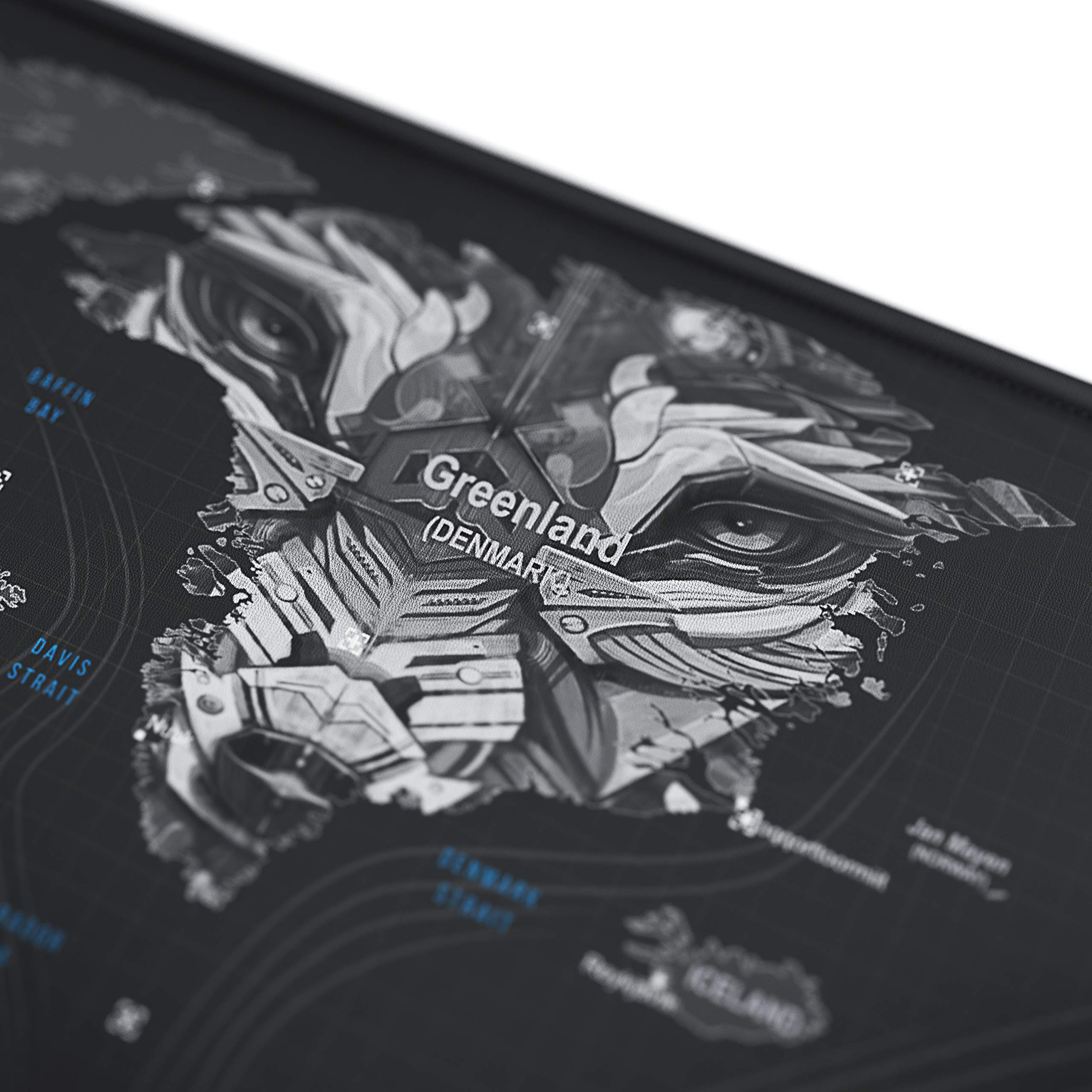 TITANWOLF XXL Speed Gaming Mauspad - 900 x 400mm - XXL Mousepad - Tischunterlage Large Size - verbessert Präzision und Geschwindigkeit - rutschfest - Design Weltkarte Wolfskopf 3