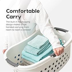 IRIS USA 50L Plastic Hip Hold Laundry Basket with