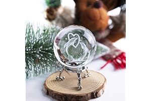 HDCRYSTALGIFTS3D Dolphin Crystal Ball Paperweight Figurines- Dolphin Gifts 60mm Crystal Ball with Stand, Christmas, Valentine's Day,Birthday Gift