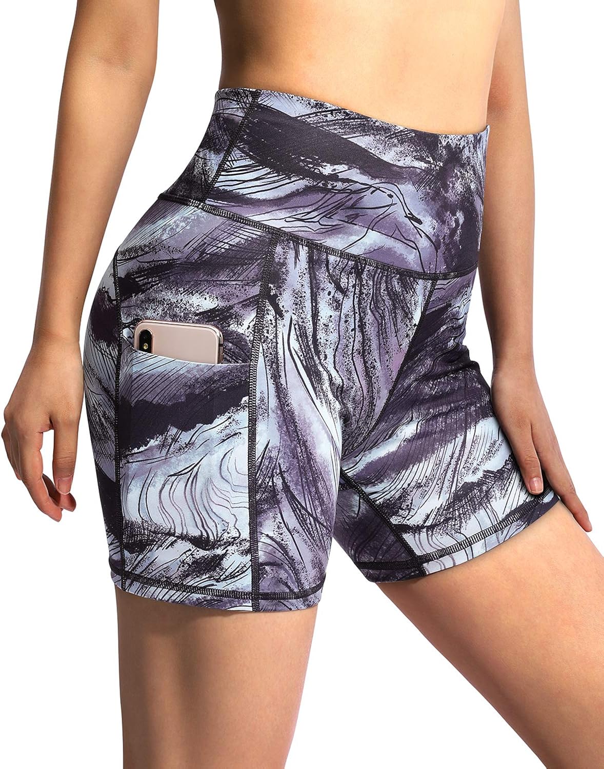 G4Free High Waist Yoga Shorts with Pockets Workout Bike Shorts for Women Non See-Through Running Exercise Short Leggings: Clothing